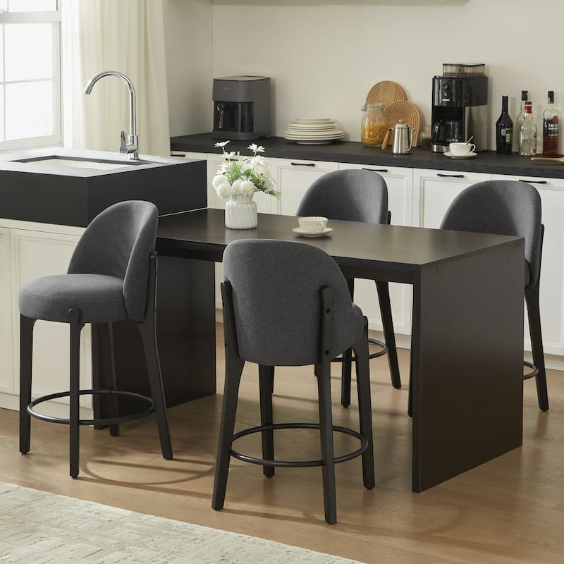 set of 4 Upholstered Counter Height Bar Stools - Set of 4 - Grey