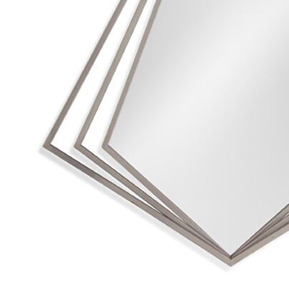 Modern Contemporary Metal Wall Mirror Silver Finish 14