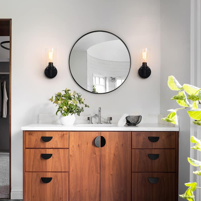 1-Light Modern Bathroom Vanity Light with Clear Glass Shades, Classic Wall Sconces for Dining Room Living Room