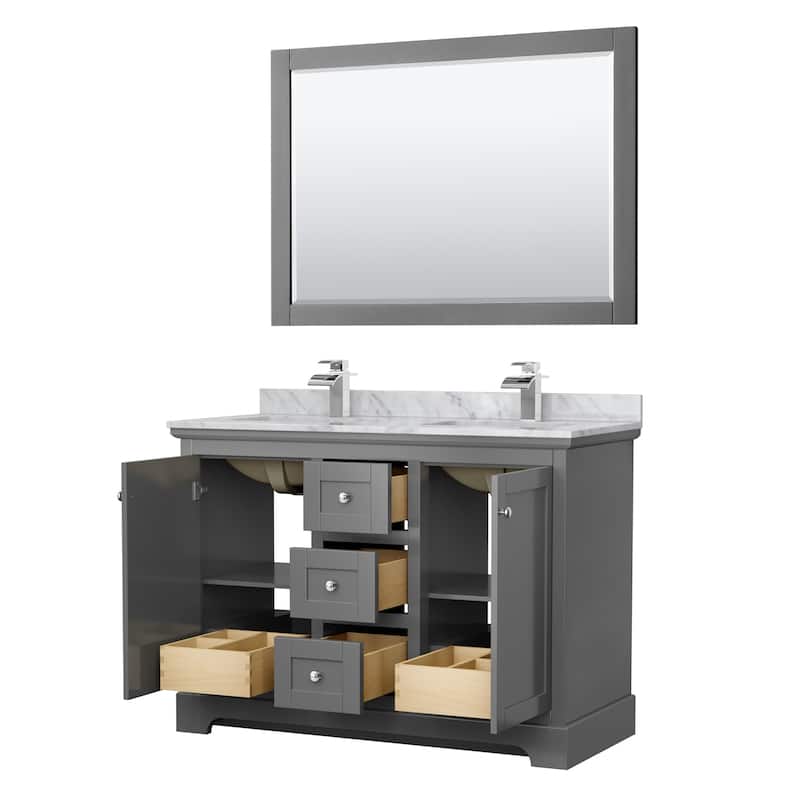 Avery 48-Inch Double Vanity Set with Square Sinks, 46-Inch Mirror