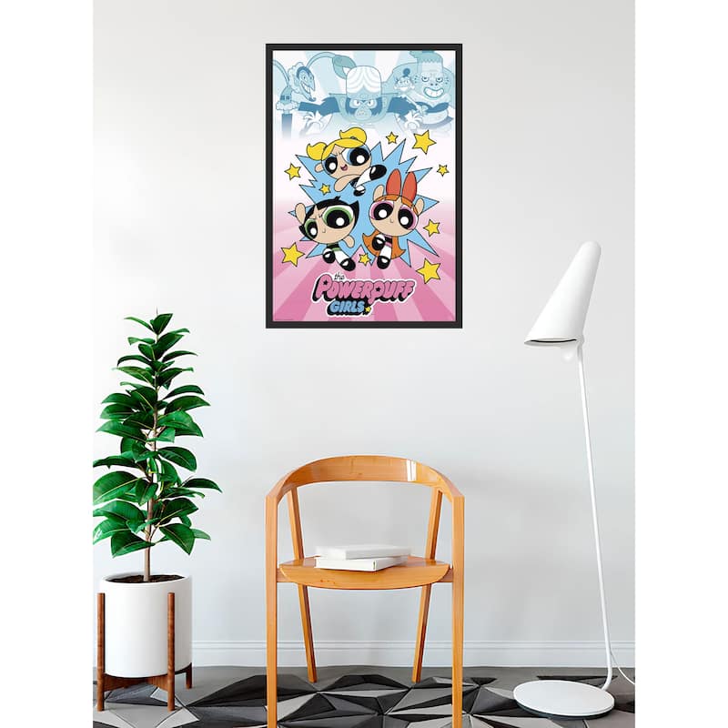 Powerpuff Girls - Girls vs Villans Framed Art Poster - 24 x 36 Inch
