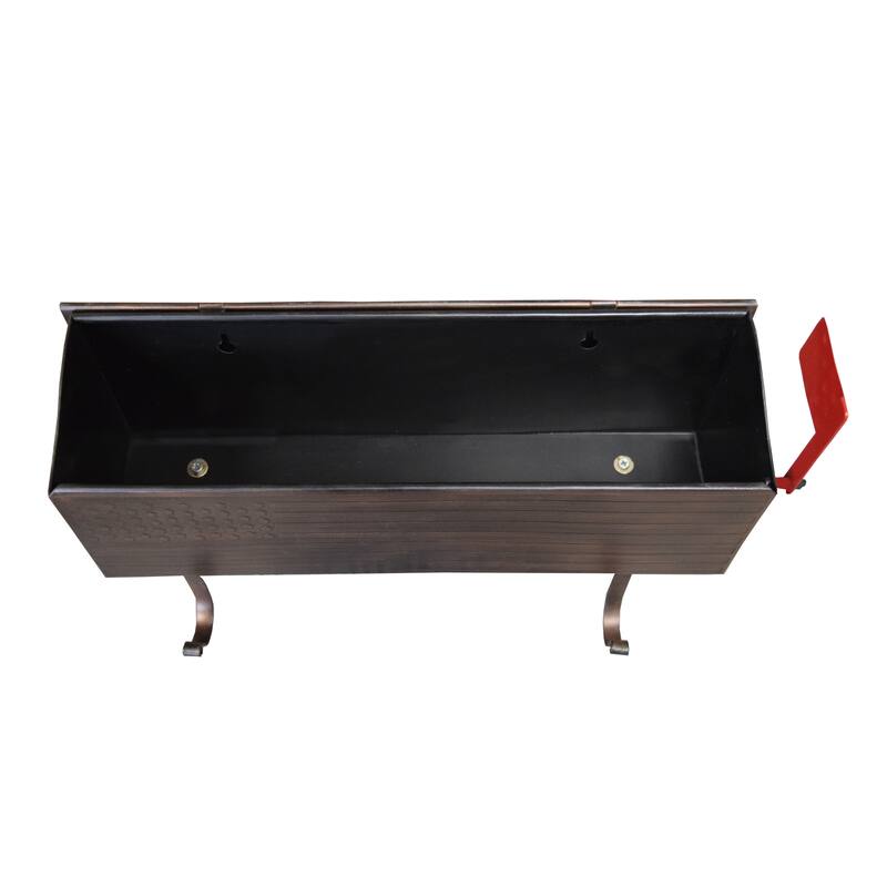 Patriotic Metal Wall Mounted Mailbox with Outgoing Mail Flag and Newspaper Hangers