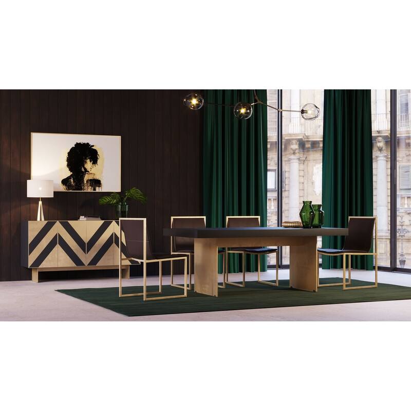 Modrest Perret Glam Black Ash & Brushed Brass Modern Buffet