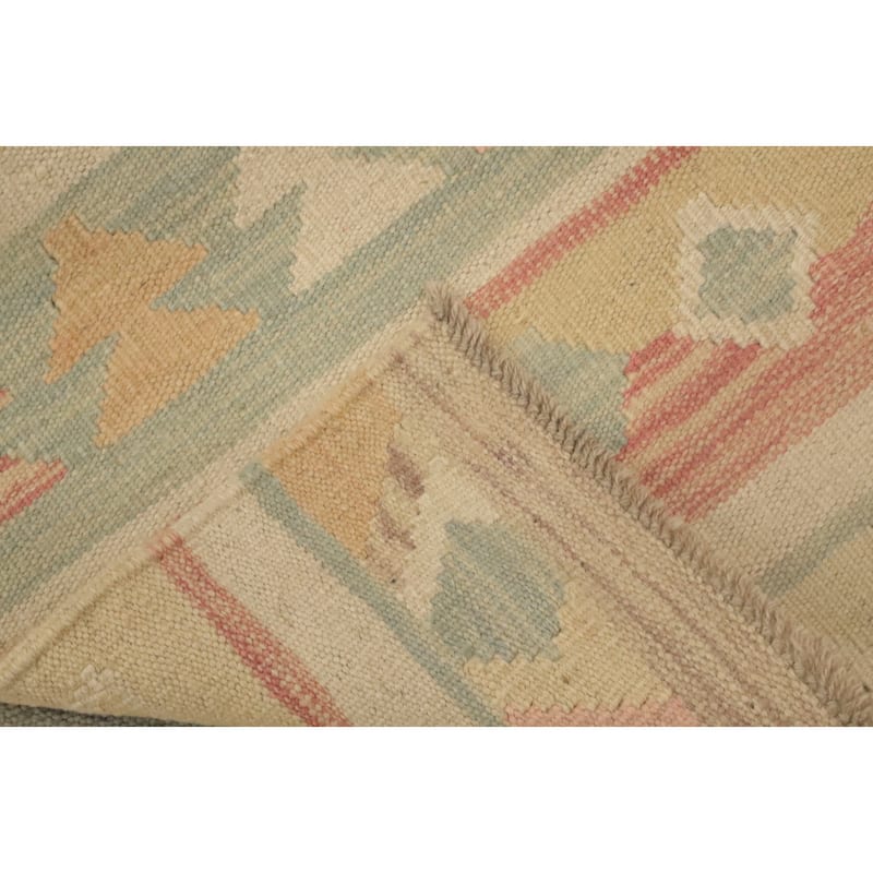 Hand Woven Oriental 100% Wool Carpet Southwestern Tribal Multi-Colored Kilim Runner Rug - 8' 1'' X 2' 1''