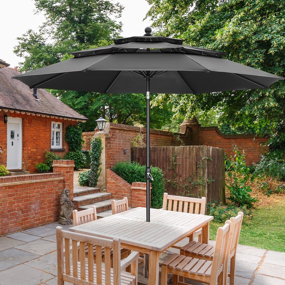 Ainfox 10ft Patio Umbrella 3-tier Outdoor Umbrella Without Base