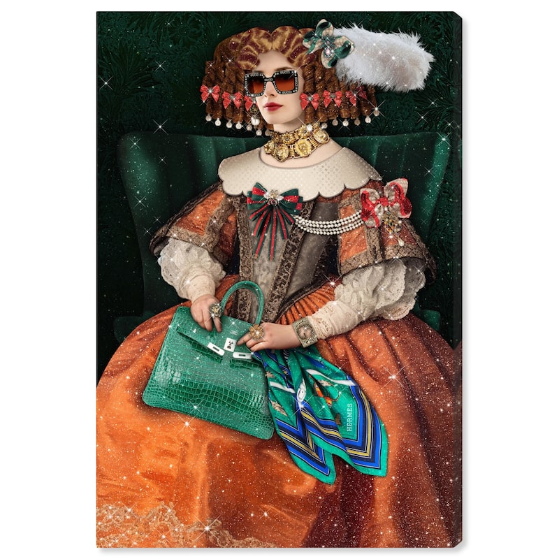 Wynwood Studio Canvas Fashion and Glam Classic Fashion Lady Orange and Emerald Glam Wall Art Canvas Print - 30 x 20