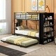 preview thumbnail 2 of 11, Modern Black Metal Twin over Twin with Side Big Bookshelf, Trundle