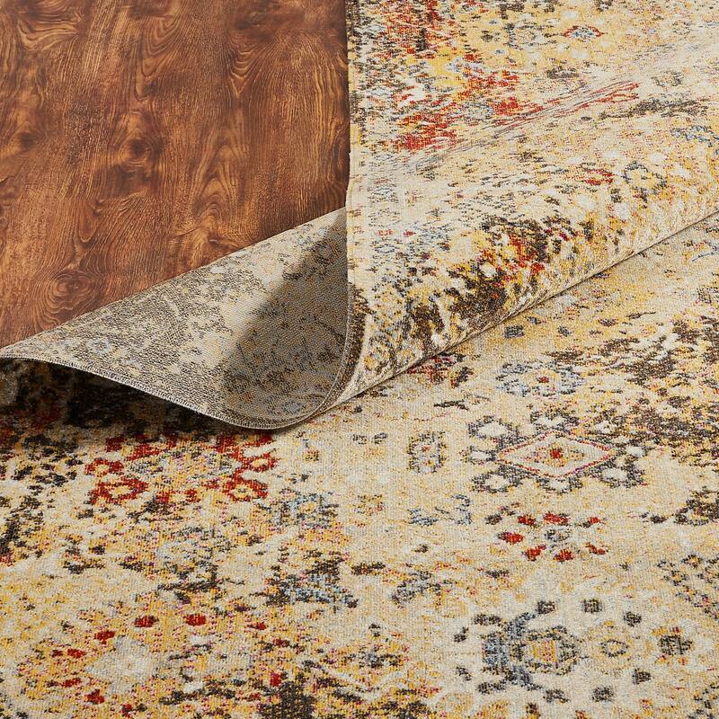 Beige/Gold/Rust Abstract Indoor/Outdoor Area Rug
