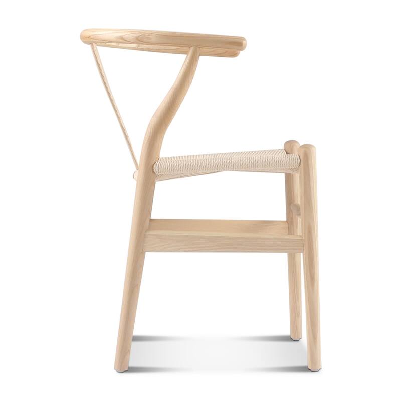 Set of 2 Natural Ash Wood Dining Chairs with Handwoven Paper Cord Seat