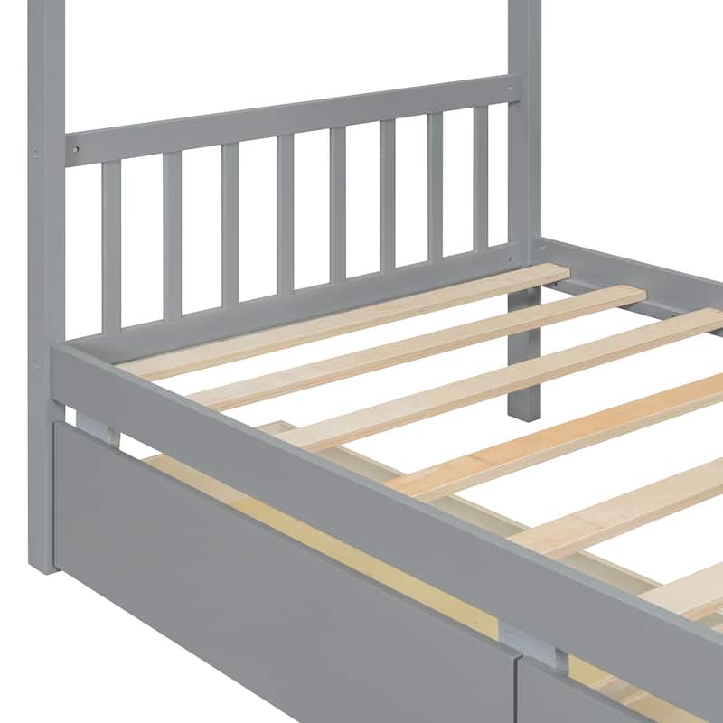 Twin Size Kids House Bed with Storage Drawers by Harper&Bright Designs