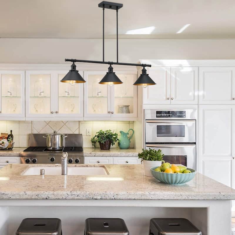 36.25 in. 3-light Island Pendant Chandelier with Matte Black finish