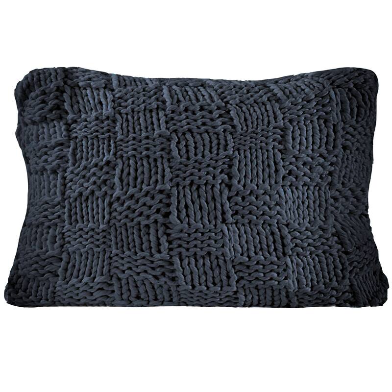 HiEnd Accents Chess Hand Knit Dutch Euro Throw Pillow, 28"x38" - Navy