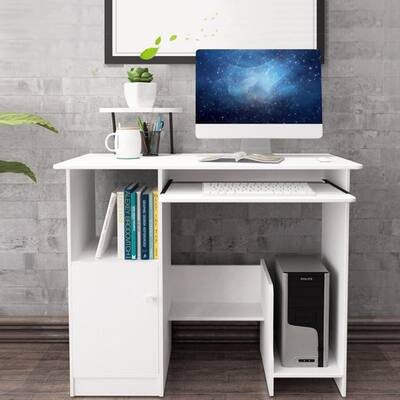 Multi-Function Computer Desk With Sliding Keyboard Tray