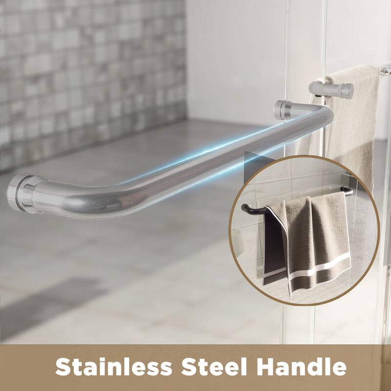 60" W × 60" H Framed Double Sliding Shower Door with Stainless Steel Handle