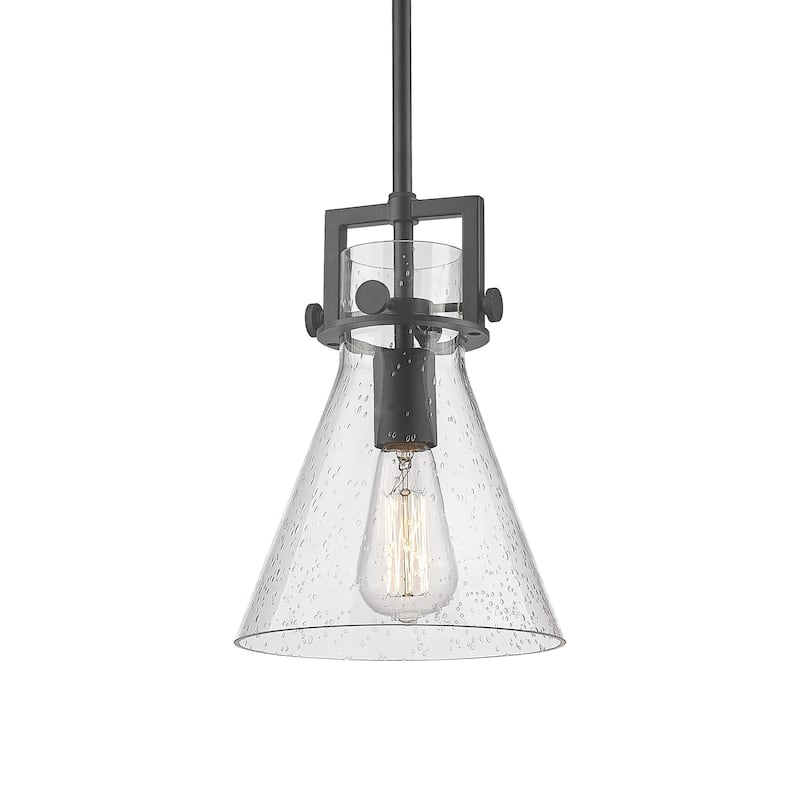 Innovations Lighting 411-1SS-11-8 Newton Cone Pendant Newton Cone 8" - Matte Black / Seedy