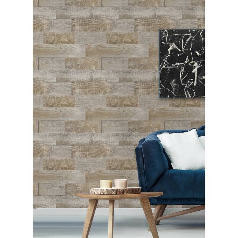 Scott Living Salvaged Plank Natural Self Adhesive Wallpaper