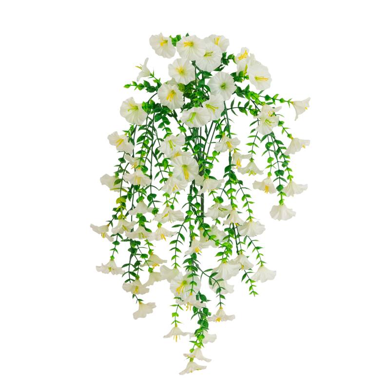30-in UV Resistant Artificial Morning Glory Hanging Plant - Set of 6