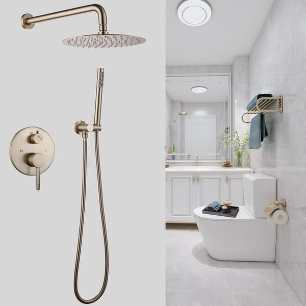 Brushed Gold Rain Shower System Wall Mount Rain Shower Head With