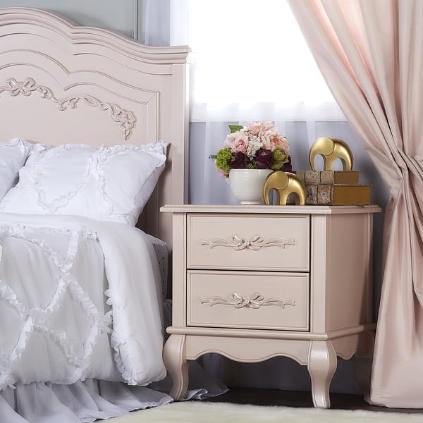 Aurora Nightstand, Dusty Rose, Ample Storage blush pink