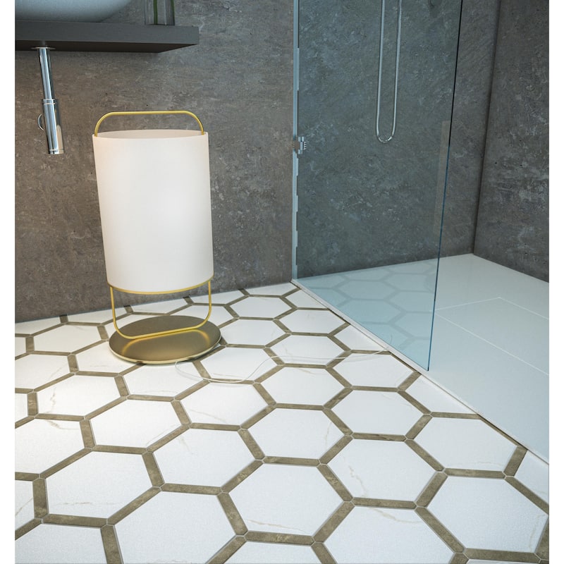 Merola Tile Marcotto Panal Calacatta Gold with Terra Picket 8-5/8" x 9-7/8" Porcelain Floor and Wall Tile