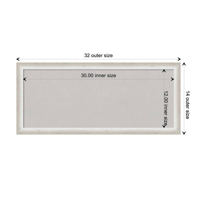 Two Tone Wood Framed Grey Corkboard Bulletin Board - Two Tone Silver - Board Size 30x12
