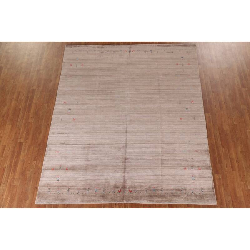 Modern Gabbeh Rug Hand-Knotted Tribal Wool Carpet - 7'11"x 9'7"