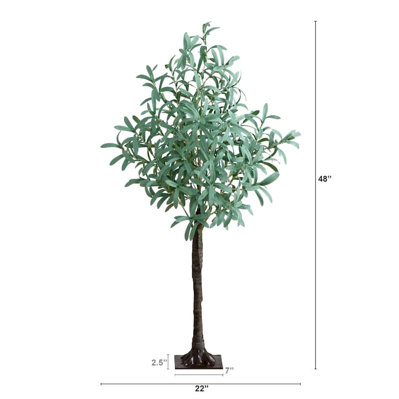 Pre-Lit Olive Artificial Tree - 4' - Warm White LED Lights
