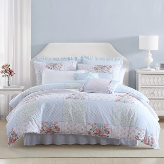 Laura Ashley Hope Patchwork Cotton Pink Duvet Cover Bonus Set
