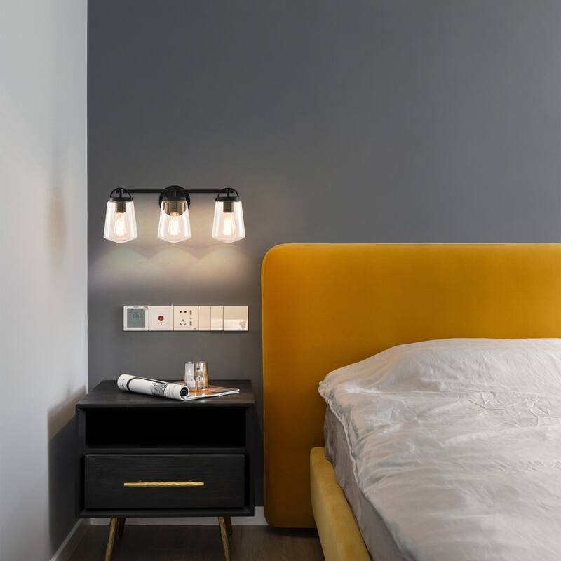 22" Modern 3-Light Glass Bathroom Vanity Light Wall Sconce