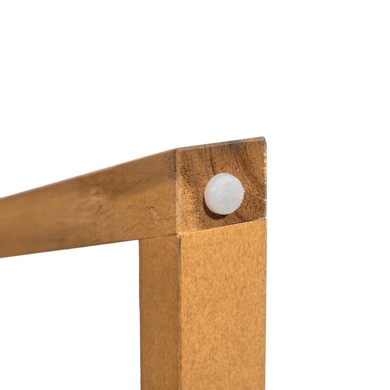 Round Patio Dining Table Set for 6 with Umbrella Hole Durable Acacia Wood Outdoor Furniture