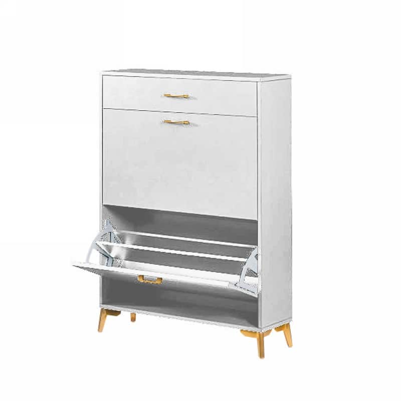 32 in.W 3-Tier MDF Shoe Storage Cabinet with Flip-Top Drawers