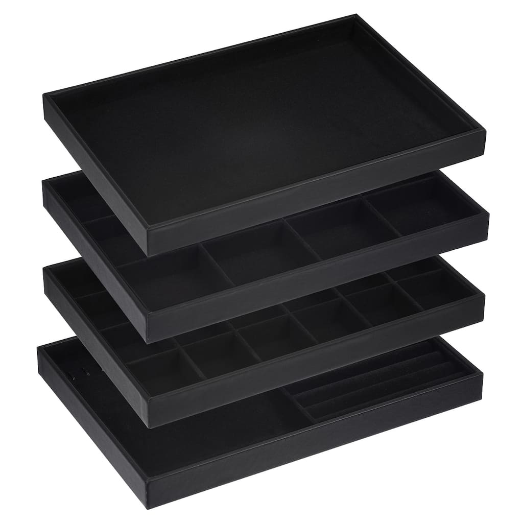 Jewelry Tray, 4 Pack - Stackable Jewelry Display Tray with Lid