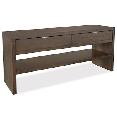 Magnussen Home Merrick Homestead Brown and Clear Glass Rectangular Sofa Table - 64''W x 16''D x 29''H