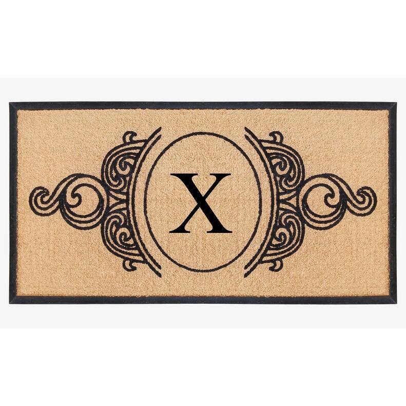 A1HC Natural Coir & Rubber Hand Flocked Large Monogrammed Doormat 30X60 Inch - X