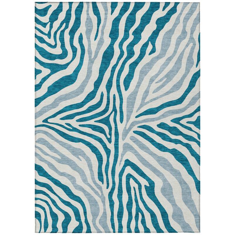 Machine Washable Indoor/ Outdoor Modern Prints Chantille Rug