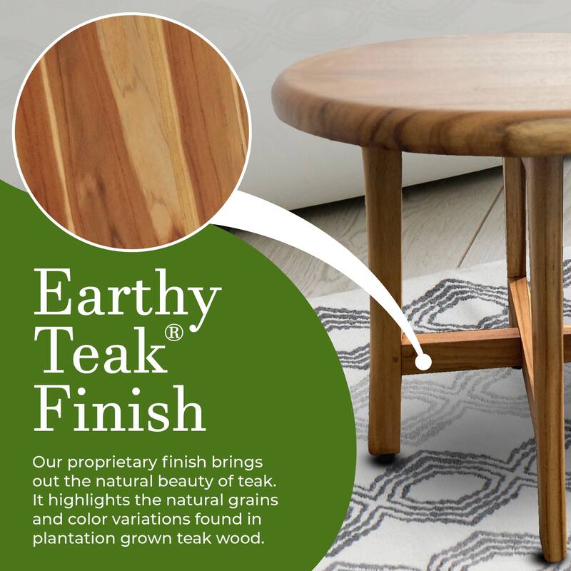 EcoDecors Shoji EarthyTeak 18" Teak Round Shower Stool - 17.5" W x 17.5" D x 18" H