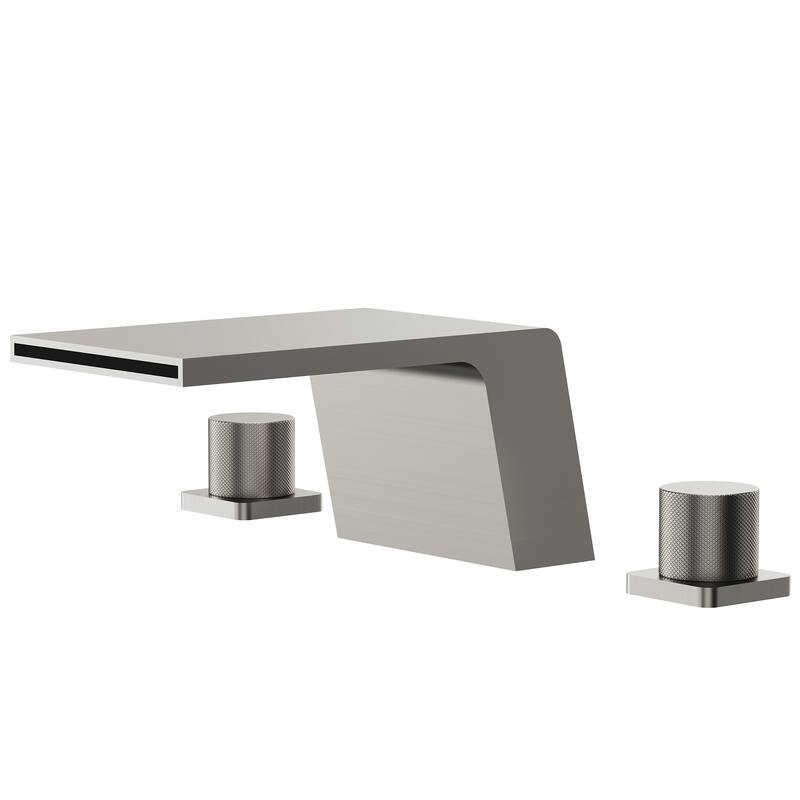 Modern Wide Waterfall Bathtub Faucet, Deck Mount 2-Handle Roman Tub Faucet