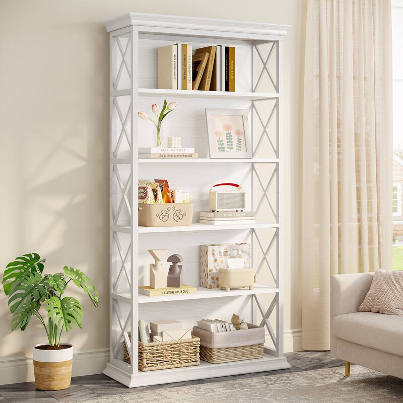 5-Tier Industrial Bookcase, 71 Inches Bookshelves and Bookcases