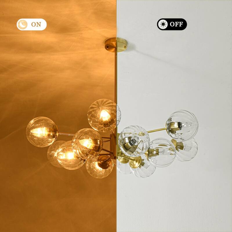 Classic Glam 12-Light Striped Glass Sputnik Tiered Chandelier - 35.4 in