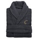 preview thumbnail 18 of 28, Authentic Hotel and Spa Charcoal Grey with Gold Monogrammed Herringbone Weave Turkish Cotton Unisex Bath Robe L/XL - C