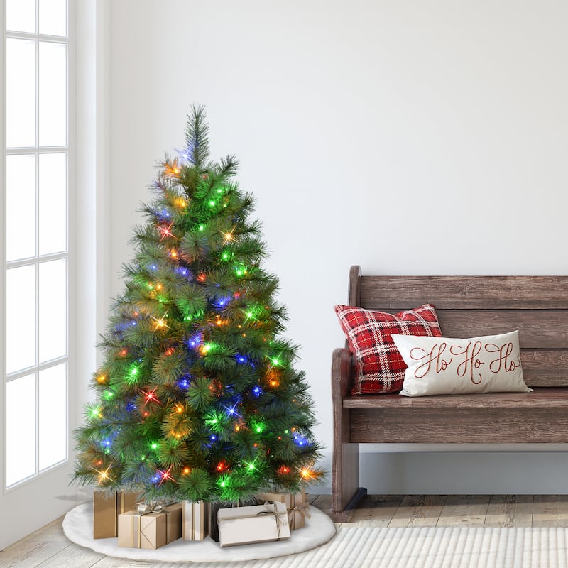 Puleo International 4.5' Pre-Lit Artificial Wyoming Pine Tree with Multi-Function LED Lights