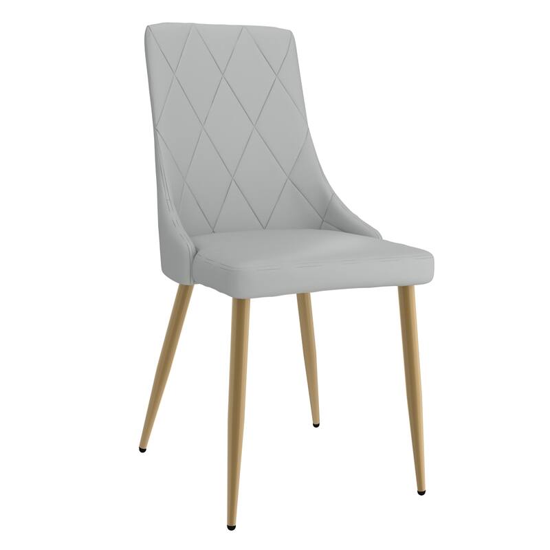 Contemporary Faux Leather and Metal Dining Chair, Set of 4 - Black and Aged Gold - Light Grey