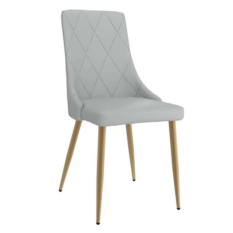 Set of 2 Contemporary Faux Leather and Metal Side Chair - N/A