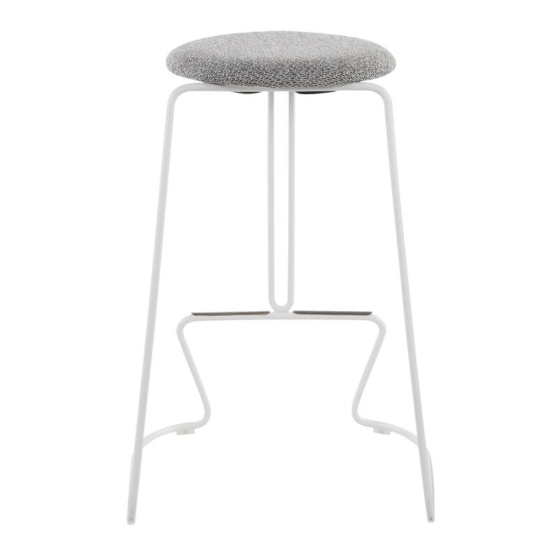 Finn Counter Stool in White Steel and Charcoall Fabric - Set of 2 - 19.5"Lx18"Wx25.75"H