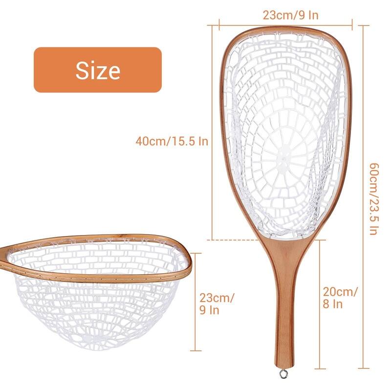 Fish Landing Net with Safety Rope Lanyard, Fly Fishing Net Trout Net