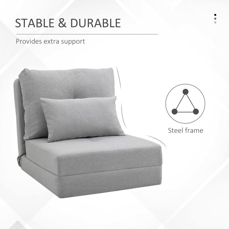 Modern 23.5" 2-in-1 Folding Upholstered Chaise Lounges Chair with 5 Position Adjustable Backrest