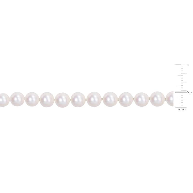 Miadora 9-10mm Cultured Freshwater Pearl Strand with Silvertone Clasp