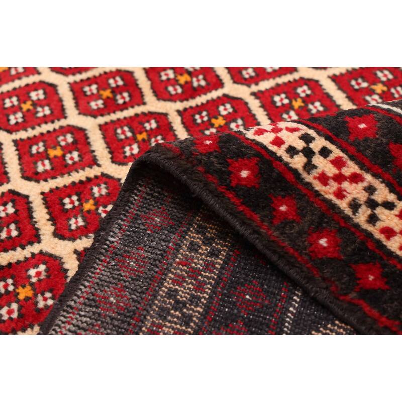 ECARPETGALLERY Hand-knotted Baluch Red Wool Rug - 4'1 x 6'8