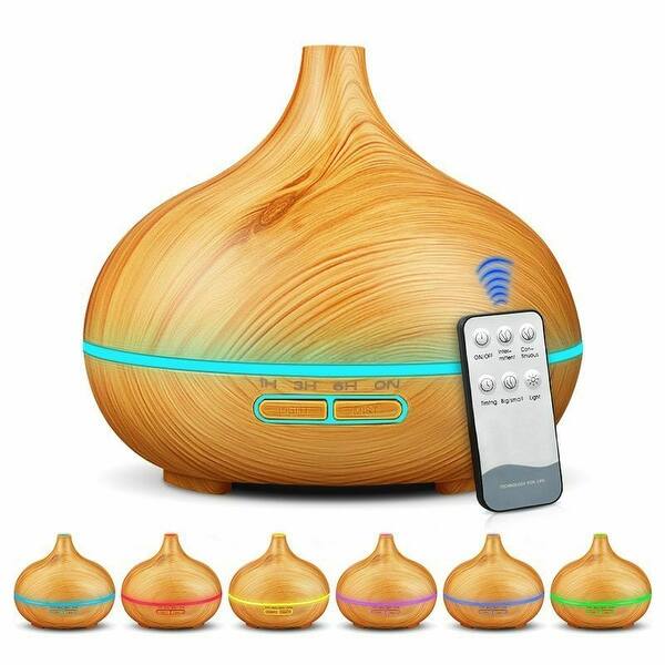 550ml Aroma Air Diffuser Wood Humidifier 7 Color Led Light Household Aromatherapy Essential Oil Electric Humidifier Overstock