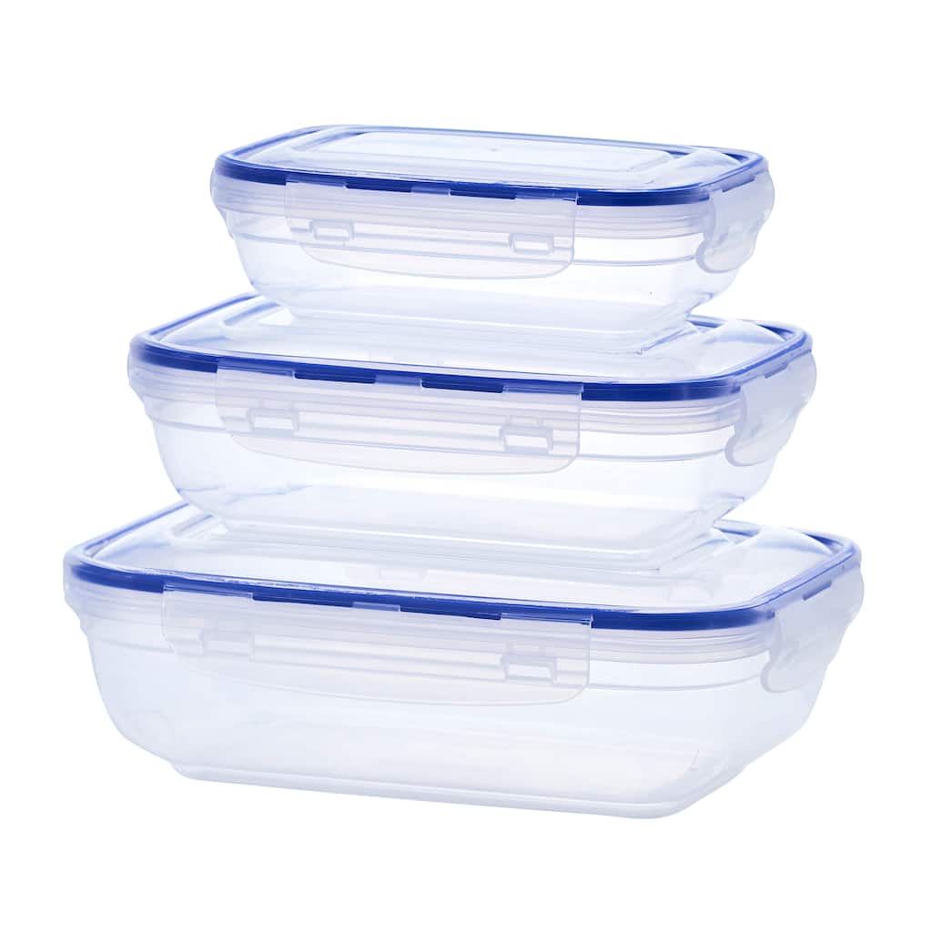 Superio 3 Pack Shallow Rectangular Sealed Food Storage Containers - 20 oz., 36 oz.,64 oz.